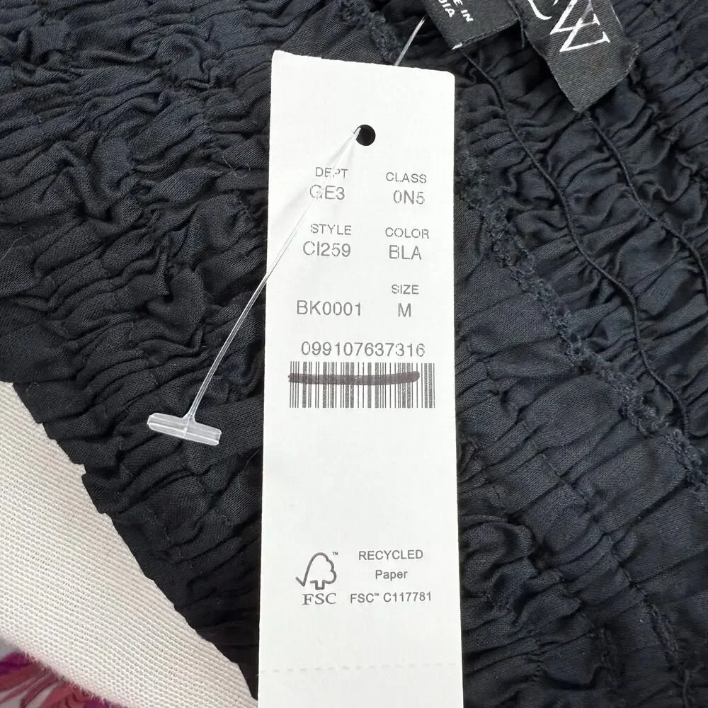 J Crew Women's Smocked Cotton Voile Maxi Dress Medium Black - Picture 9 of 16